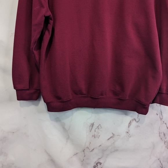 Vintage Sweatshirt Women Size Large Petite Maroon Red Cotton Crew Neck Dad 90s - Picture 7 of 10